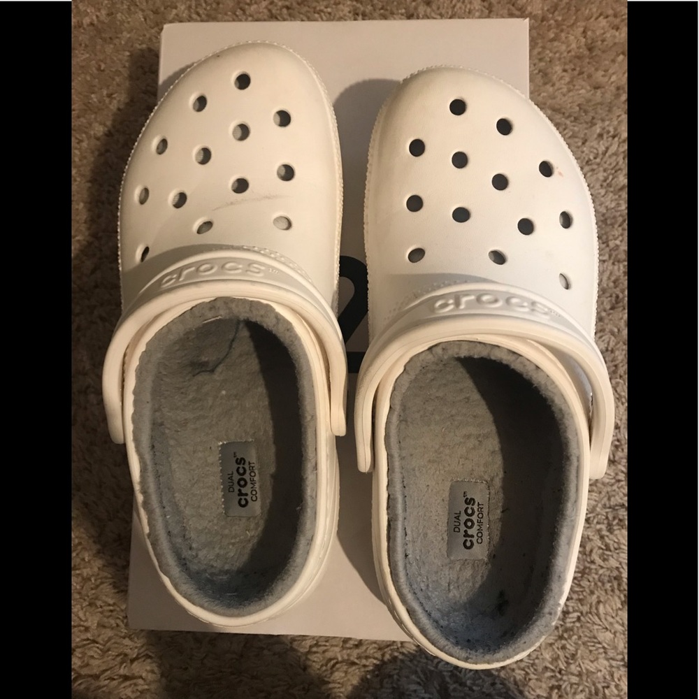 COPY - White fuzzy crocs